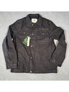WenVen Men's Large Canvas Jacket Cotton Military Lapel Jacket Casual Outwear